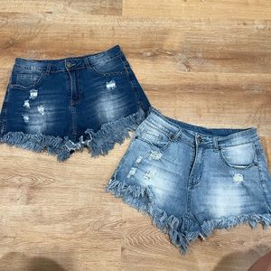 Denim shorts bundle, frayed ends, size medium